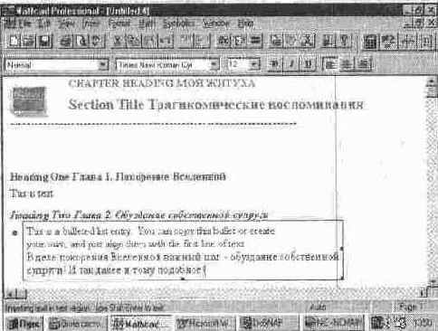 Часть документа в стиле Bookone