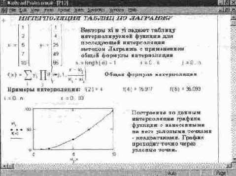 Интерполяция табличных данных по формуле Лагранжа